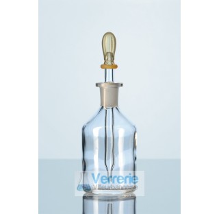 Dropping bottle,50 ml with interchangeable pipette, clear, soda-lime-glass,bottle height 79 mm, sock
