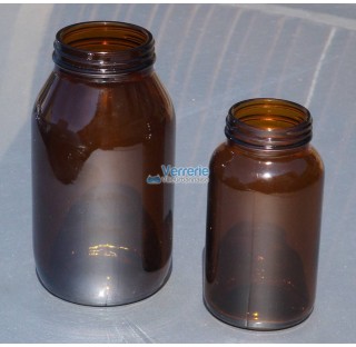 Bottles 60 ml wide neck with screw amber glass without cap ref : CAP38 packing 72 but sold to unity