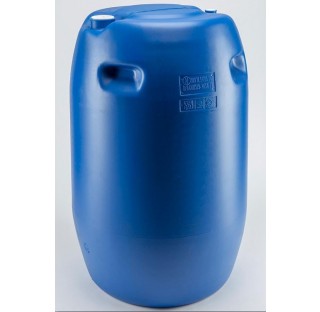 fut OP en PEHD bleu 220 litres, cylindrique, ouverture partielle, colisage de 15 futs. HOM. UN Y.1.9