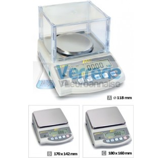 Precision balance with type approval, class II 0,001 g , 220 g plate dimensions : 118 mm