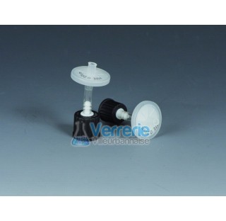 Aeration cap , PTFE PS Thread GL14 with PTFE filter pore size 0,2 um diam of filter 33 mm temperatur