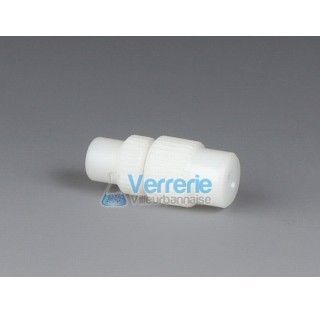 Vario coupling, PVDF for tubing ID 0,8mm and tubing OD 3,5 mm bore diam 0,8mm connecting thread UNF 