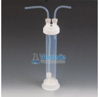 Scrubber column, FEP 500ml height 400mm , connecting of tubing OD 8 mm , OD of column 54 mm the PTFE