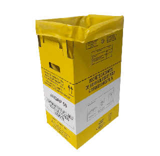 Le collecteur de dechets medicaux SHARPSAFE Modele EXCHANGE NF, d'une capacite de 50 litres, est con