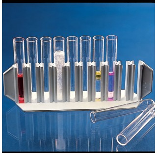 Test tube racks for 9 places diameter of holes 18 mm dimensions 55x220x65 mm in polypropylene