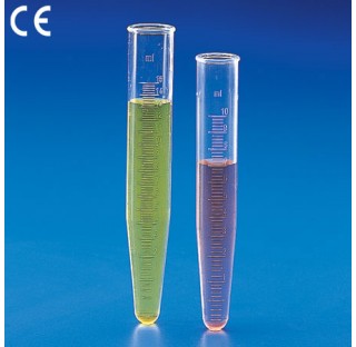 Graduated conical centrifuge tubes 10 ml O.D 16mm height 107 mm graduation 0,1 ml, in PMP autoclavab