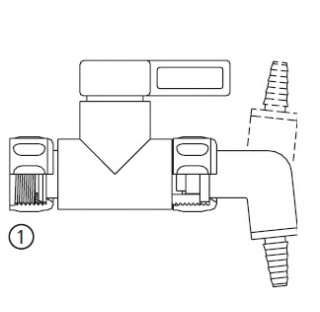 StopCock angled, cap nut 3/4- spout with nozzle