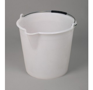 Industrial bucket, LDPE white, w/metal handle, 12l