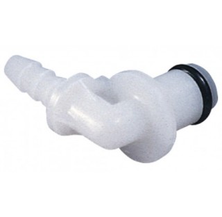 CPC coupling POM, male, w/ valve, angled,  3,2 mm