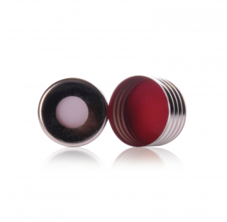 Bouchon filetee a espace de tete avec septum PTFE rouge/silicone blanche pour fiole a espace de tete