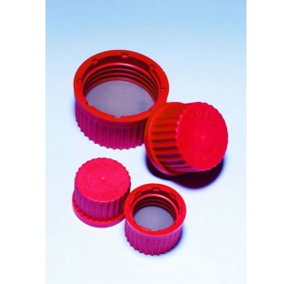 Bouchon rouge (avec joint) pour flacons a essais ISO GL 32