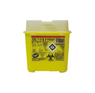 Le collecteur pour dechets medicaux perforants, STILECO POCKET de 0,6 litre, est con‡u pour la colle
