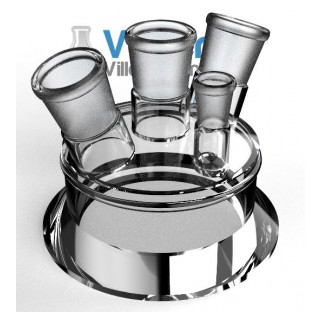 Glass lid of reactor DN 100 central socket 29/32 angled socket :2 x 29/32 vertical socket :1 x 14/23