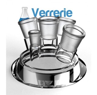 Glass lid of reactor DN 100 central socket 29/32 angled socket :3 x 29/32 vertical socket : 1 x 14/2