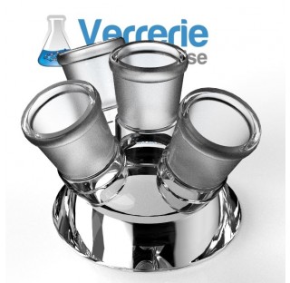 Glass lid of reactor DN60 central socket 29/32 angled socket : 2 x 29/32 height 125 mm Pression m