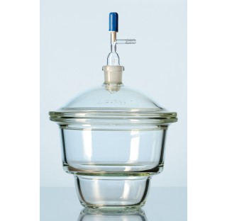 DURAN Desiccator with plane flange and Novus NS junction, tubulature in lid, DN 200 packing of 1