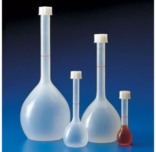 Volumetric flask 25 ml height 121mm O.D. 36 mm with screw cap GL18 in polypropylene