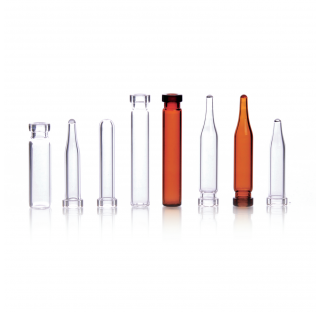 Fiole a fond conique 300 uL, clair, 6 x 32 mm, haut a sertir, verre borosilicate de Type I (Boite de