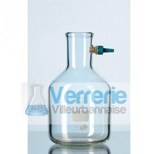 Duran Filtering flasks, Bottle shape, with plastic hose connection, for vacuum use 3000 ml diameter 