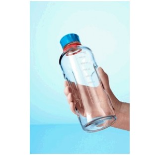 DURAN YOUTILITY bottle, clear, graduated, GL 45, with cyan screw-cap and pouring ring (PP), 500 ml p