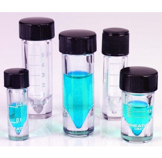 Fiole V Vial 1,0 ml col filete en verre clair borosilicate de Type I avec bouchon 13-425 (Boite de 1