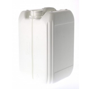 Jerrican en plastique PEHD de 10 litres gerbable, 420gr ONU serie 90 blanc, col central filetage 51/