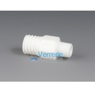 Screw Adapter tube fittings, PTFE with thread G 1/8 and GL14 bore diam 4mm wrench size hexagone 15 m