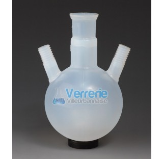 Boiling flask three necks, PFA 100 ml one socket NS 29/32 and 2x GL18 inclined height 117 mm ,OD of 