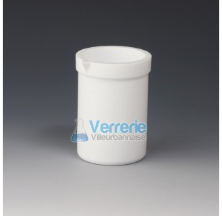 Beaker with spout, PTFE 3 ml height 22 mm OD 17 mm ID 15mm thick-walled , reinforced upper rim ( pos