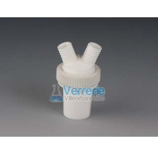 Multiple distributor with ground joint 29/32 bottle ,PTFE with 2 necks GL14 for tubing OD 8 mm tempe