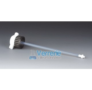 Scrubber adaptos for bottles, PTFE for bottle thread GL45 , gas inlet tube 300 mm, width incl. Threa
