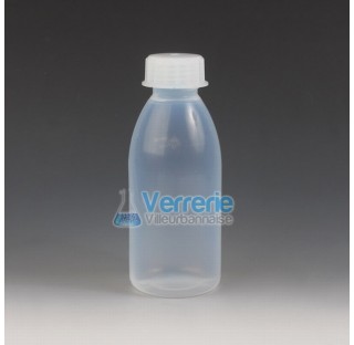 Wide mouth bottle with conical neck, PFA 50 ml height 94 mm , ID 20 mm ,OD 38 mm thread S28 transpar
