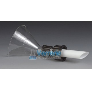 Funnel - PTFE with thread GL25 connecting theard on lower side GL25 inlet tube OD 15mm ID 12mm tempe