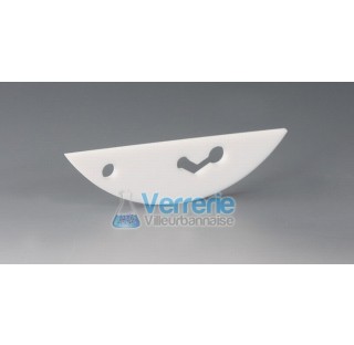Moon-shaped stirrer blade,PTFE 50X24X3 mm bore diam 8,5 mm for ground joint 29/32 suitable for 100 m