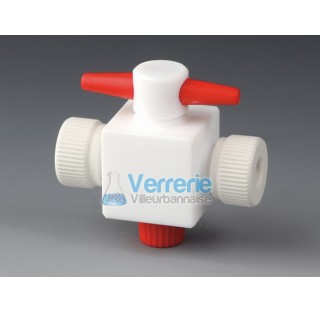 Stopcock, PTFE 2-way , bore shape stopcock I , bore diam 2mm, for tubing ID 4mm , thread M14X2 outer