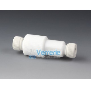 Non return valve, PTFE thread M14X2 for tubing OD 4mm total lenght 110 mm OD 38mm temperature resist