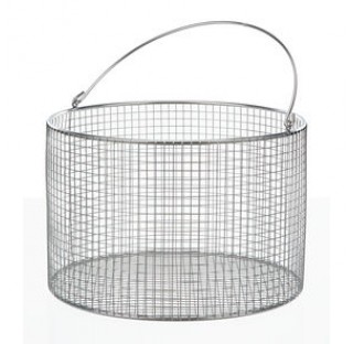 Wire basket with handle diameter 300 mm height 200 mm mesh 8x8x1 mm , round form ,Stainless steel E-