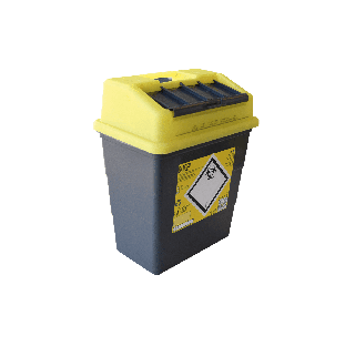 Le collecteur de dechets medicaux SHARPSAFE Modele EXCHANGE NF, d'une capacite de 13 litres, est con