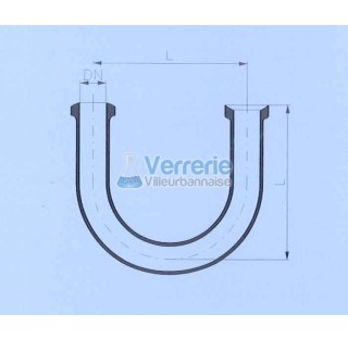 Tube en U avec raccord DN 80 KZA et DN 80 KZB entraxe 225 mm en verre