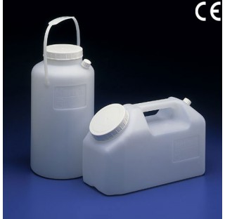 Container for urine diameter mouth 74 mm, width 114 mm length 243 mm height 115 mm in HDPE supplied 