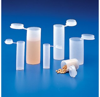 Sample vial , polyethylene capacity 1 ml diameter 8 mm height 32mm thickness 0,98 mm weight 0,71 g